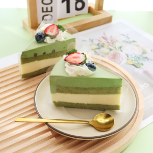 透明蛋糕慕斯切块硬围边6寸8寸西点盒底托连底三角形慕斯蛋糕垫片