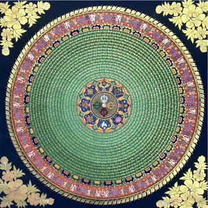 1米六字真言吉祥八宝坛城尼泊尔纯手绘西藏唐卡挂画曼陀罗