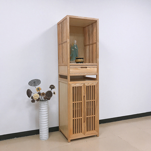 48新中式家用实木立柜小型佛龛简约经济型供佛柜定制观音财神供台