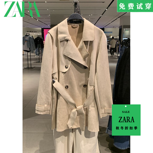 ZA 秋季新款 女装 系带绒面质感效果外套短款风衣 4968223 710