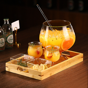 微醺果酒杯套装带托盘白兰地杯酒吧创意果汁饮料杯氛围感鸡尾酒杯