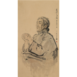 名人蒋兆和国画精品竖幅三尺人物纯手绘写意古玩书画收藏赠鉴定书