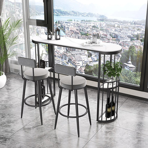 现代新品岩板阳台吧台桌家用客厅餐厅隔断轻奢长条桌休闲靠窗高脚