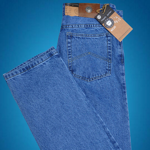 经典老牛仔美国苹果牛仔裤男士高腰宽松大码直筒春秋纯棉爸爸裤子