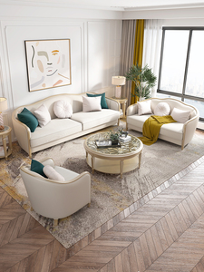 00卡特卡恩淘宝美式轻奢小户型拉扣沙发组合皮布艺沙发客厅现代简约