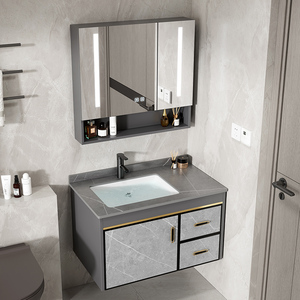 太空铝合金浴室柜组合小户型卫生间洗手盆洗漱台池陶瓷一体洗脸盆