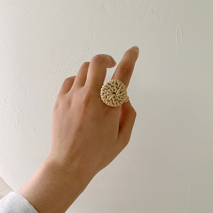 韩国东大门手工编织藤编戒指度假沙滩网红个性草编指环百搭手饰女