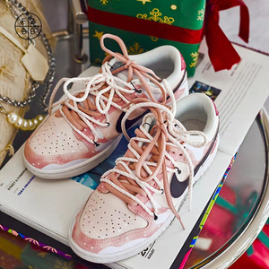 fzbb球鞋定制 nike dunk low 解构鞋带 粉玫瑰 满天星板鞋运动鞋