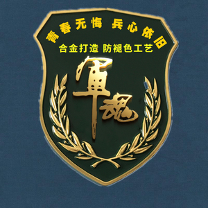 军旅风情怀金属车贴划痕遮挡车身中网装饰非贴纸防褪色老兵个性标
