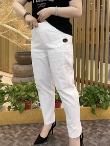夏季洋气妈妈装中年女裤中老年女装九分裤新款白色薄款裤子休闲裤