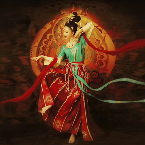 敦煌飞天汉服异域风情服装服饰坦领舞蹈服演出服西域唐制古装女装