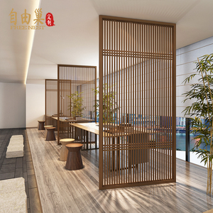新中式实木格栅屏风隔断分隔客厅书房装饰遮挡煞入户玄关栅栏花格