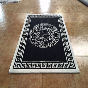 范思哲款黑白美式轻奢客厅羊毛混纺地毯极简设计师可定制卧室床边