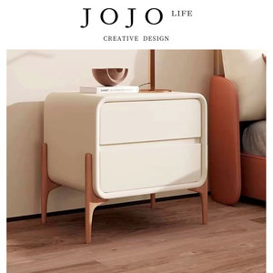 JOJO'S L. PD.antler.床头柜简约现代实木卧室创意小型皮质 |复茸