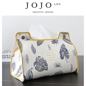 JOJO'S L. PD·leaf.皮革简约桌面纸抽盒家用创意纸巾筒丨树叶