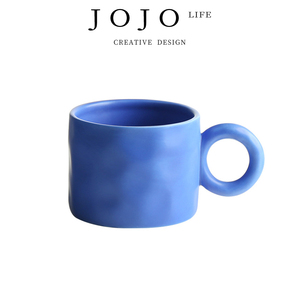 JOJO'S L. PD·mousse·杯具陶瓷手捏纹克莱因蓝颜值马克杯 |慕斯