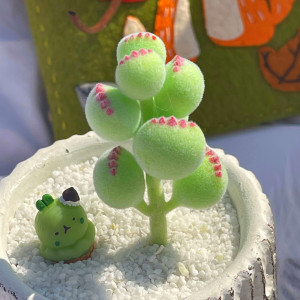 006人付款淘宝树脂粘土软陶泥仿真多肉毛绒粉仿真植物白色绒毛熊童子