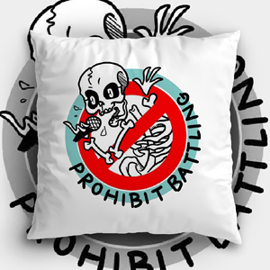 原创抱枕  嘻哈风  手绘卡通   禁止掰头logo   短毛绒