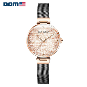 dom 正品时尚流行防水气质简约优雅石英女士手表