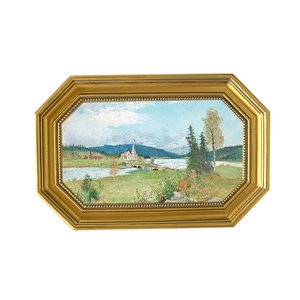 欧式复古风金色树脂相框田园风简约油画框壁挂创意艺术摆件八边形