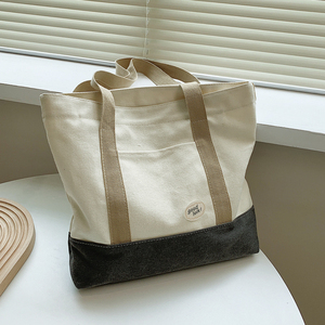 大学生帆布包女新款大容量上班上课包ins单肩帆布袋通勤布包大包