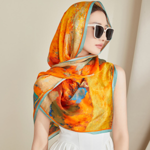 上海故事真丝妈妈丝巾披肩送礼生日礼物时尚洋气春秋百搭长款丝巾