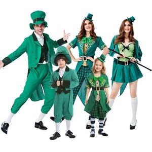 爱丽丝梦游仙境系列成人儿童男女爱尔兰妖精可爱绿色精灵亲子服装