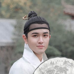 汉服网巾假发包套装乌衣巷原创明制首服男懒人一体式长直发髻抹额