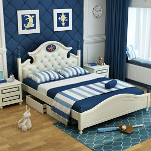 5米实木储物王子床 1.2m青少年套房家具a