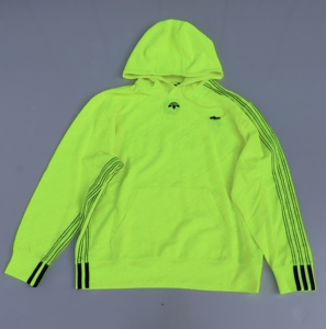 adidas三叶草 alexander wang 亚历山大王荧光黄帽衫卫衣 cv5266