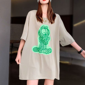 山东青岛即墨短袖t恤女大版胖mm潮中长款屁股高个子遮臀宽松大码