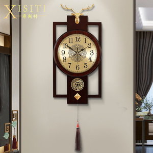希斯特新中式纯铜古典挂钟客厅家用时尚中国风轻奢大气时钟表挂墙