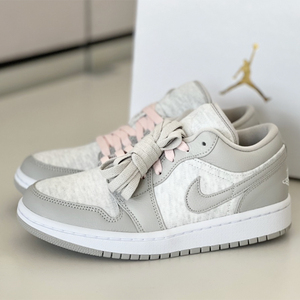 韩国代购耐克女款低帮复古篮球鞋nike aj1cottonfleece灰色dq6076