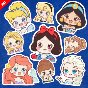 卡通旅行迪斯尼白雪公主美人鱼电动车贴纸行李箱冰箱电脑平板贴画