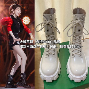 【大牌平替】RAOZIYI~王心凌同款鞋白色马丁靴女2024新款靴子6cm