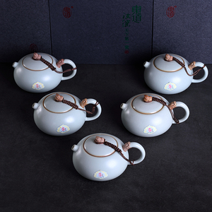 恒福茶具正品 限量版 早期老东道汝窑茶壶 单壶 吉壶 天青色 礼盒