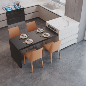 伸缩岛台餐桌一体小户型家用饭桌开放式厨房吧台多功能导台料理台