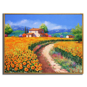 向日葵花田油画横版壁画玄关电表装饰布画挂画带框