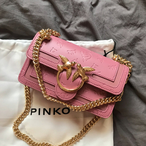 正品代购pinko 2020新款女包压花真皮燕子包品高印花单