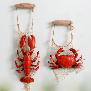 地中海仿真小龙虾螃蟹模型摆件网红假龙虾创意餐饮店墙面装饰挂件