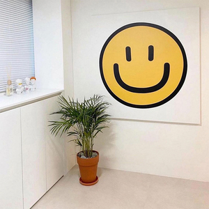 笑脸装饰画 治愈系北欧餐厅挂画ins风客厅卧室无框画黄色鞋柜摆画