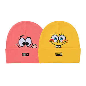 kith两色海绵宝宝加厚纯棉针织帽冷帽