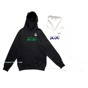 Sacai KAWS Flock hooded 联名XX刺绣植绒印花连帽卫衣帽衫男女潮