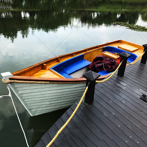 6米欧式电动休闲木船钓鱼船景观装饰小木船定制