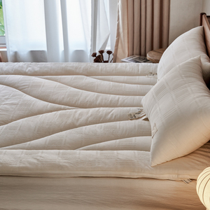 A类全棉大豆纤维床垫家用垫被床褥子防滑透气软垫纯棉纯色华夫格