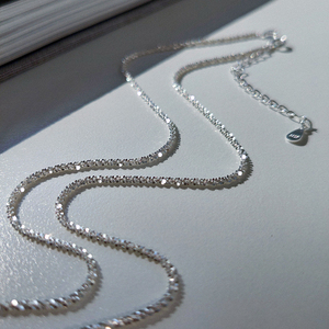 keli波光粼粼闪光锁骨链925银颈链素链夏女纯银项链叠戴小众设计