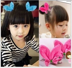 儿童发饰蝴蝶结女童兔耳朵发夹小女孩宝宝发卡头饰品发夹边夹一个