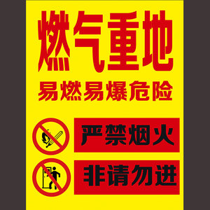 气瓶间安全宣传标识标志贴画墙贴燃气重地液化气煤气背胶警示