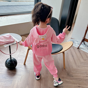 女小童吊染库洛米套装春秋季2024新款洋气女宝宝运动卫衣两件套。