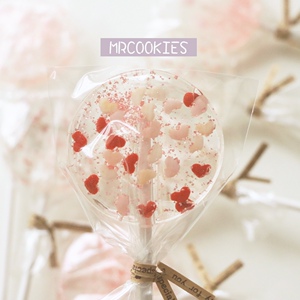 红粉爱心水晶棒棒糖手工糖果白色情人节零食送礼伴手礼单支